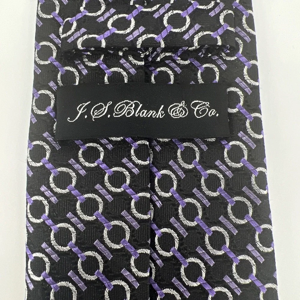J.S. Blank & Company Men's 100% Silk Tie Black Purple Designer
